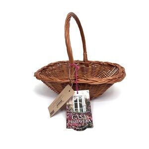 Casa Primavera Brown Woven Wicker Basket Decor Hand Made In Poland New Nwt